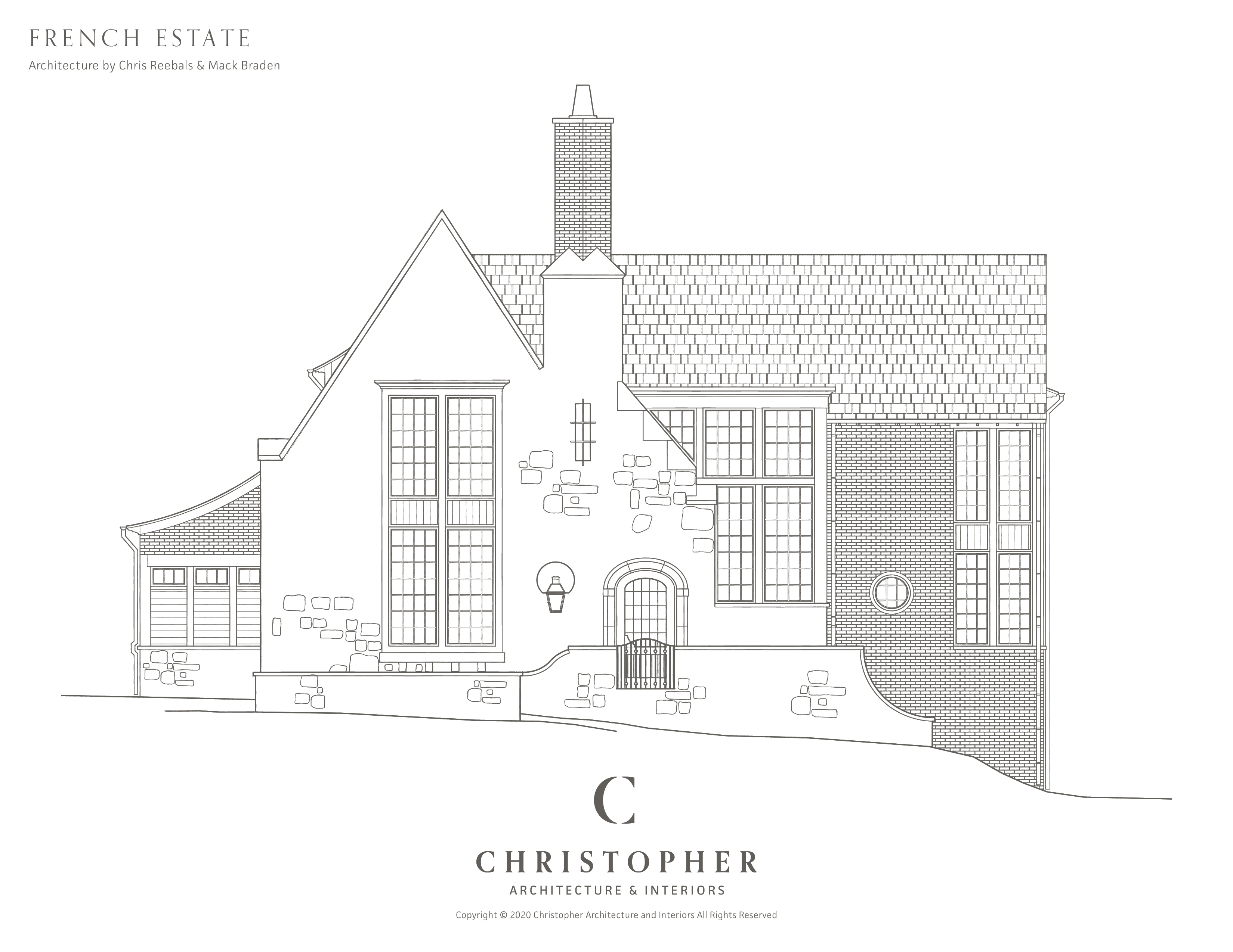 French Estate - Christopher Architecture and Interiors - Coloring Book Page