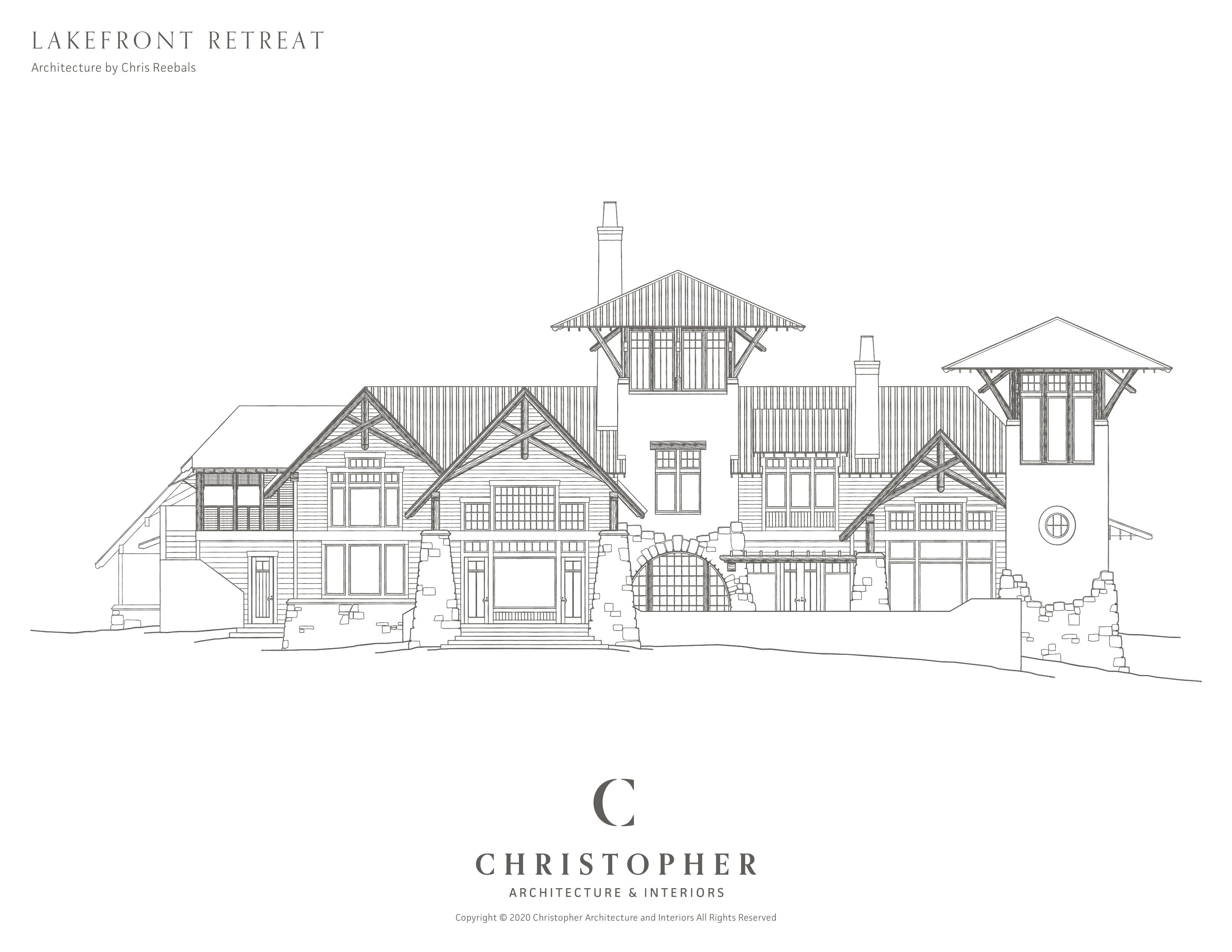 Lakefront Retreat - Christopher Architecture and Interiors - Coloring Book Page